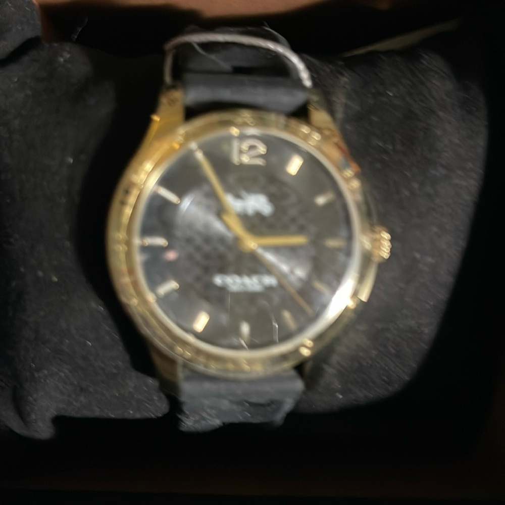Coach gold tone watch with black rubber like band NWT - Picture 3 of 8